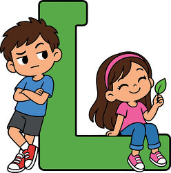 Green Letter L Kids With Leaf