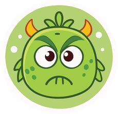 Grumpy Green Monster Sticker Clipart