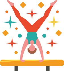 gymnast performing flip Colorful Minimalist Clip Art