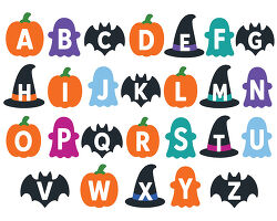 Halloween Alphabet With Pumpkins Ghosts Bats And Witch Hats