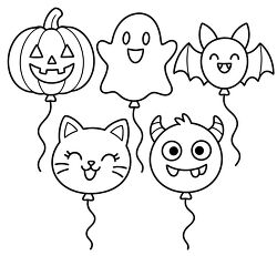 Halloween Balloons Coloring Page