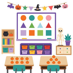 Halloween Classroom Shape Sorting Activity