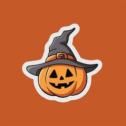 Halloween Pumpkin with Witch Hat