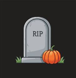 halloween tombstone with pumpkin decoration