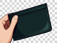 Hand Holding a Black Empty Wallet Holder