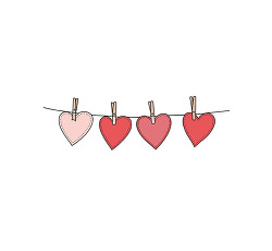Hanging Hearts With Clothespins Illustration