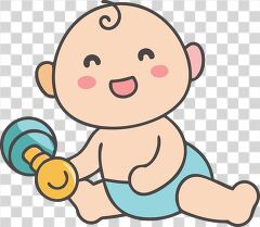 Happy Baby Playing With a Colorful Dumbbell Toy