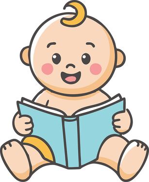 Happy Baby Reading a Book With Interest and Joy