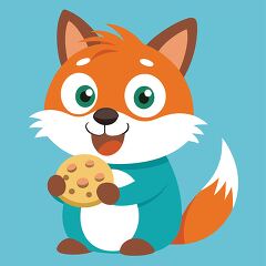 Happy Cartoon Animal Enjoying a Cookie Snack Delightfully