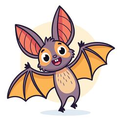 happy cartoon bat with wings open