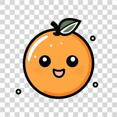 Happy Cartoon Orange With a Smile and Leaf Detail