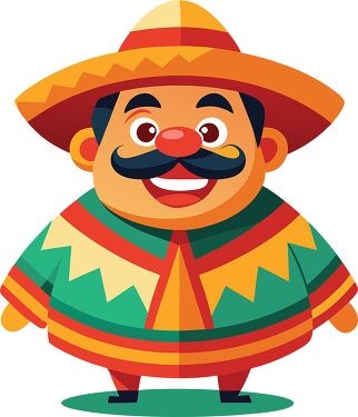 Happy Character Wearing Traditional Mexican Attire