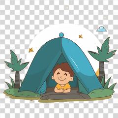 Happy Child Enjoying a Simple Camping Experience