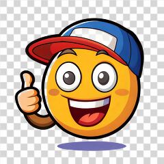 Happy Emoji Cap Giving Thumbs up Gesture With Smile