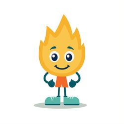 happy fire character standing