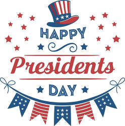 Happy Presidents Day text with a patriotic Uncle Sam