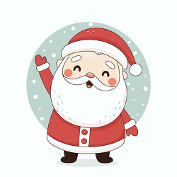 Happy Santa waving in the snow with a big white beard