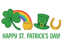 happy st patricks day shamrock rainbow pot of gold banner