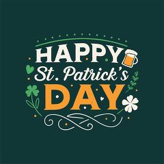 Happy St Patricks Day Typography with shamrock