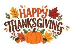 Happy Thanksgiving Word Art With Pumpkin And Acorns
