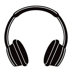 Headphones Silhouette on White Background