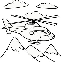 helicopter flying over mountains coloring