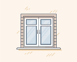 home window with glass panes illustration