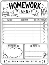 Homework Planner Checklist Printable