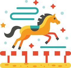 horse racing Colorful Minimalist Clip Art