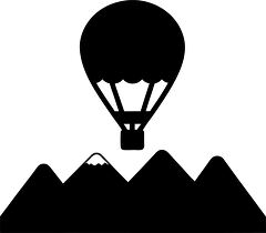 Hot Air Balloon Over Mountains Silhouette