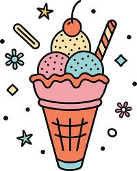 ice cream sundae colorful playful icon clip art