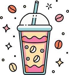 iced coffee colorful playful icon clip art