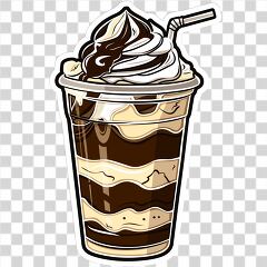 Iced Coffee Sticker Design Featuring Chocolate Layers