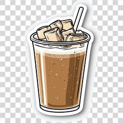 Iced Coffee Sticker Design With Transparent Background