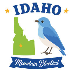 idaho mountain bluebird state bird with map
