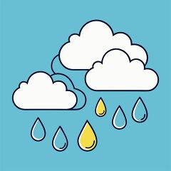 Illustration of Clouds on a blue sky with rain