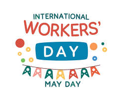 International Workers Day May Day bunting lettering