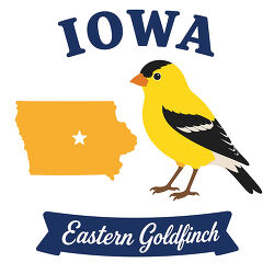 iowa eastern goldfinch state bird with map