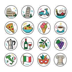 Italy Travel Icons With Food Landmarks