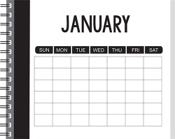 january notebook style outline calendar