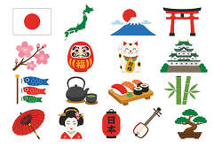 Japan landmark icon set