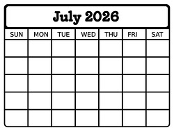 july 2026 blank monthly calendar grid printable