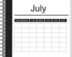 july notebook style outline calendar