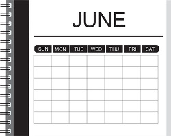 june notebook style outline calendar