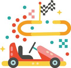 kart racing Colorful Minimalist Clip Art