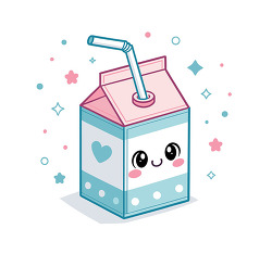 Kawaii Smiling Milk Carton Character