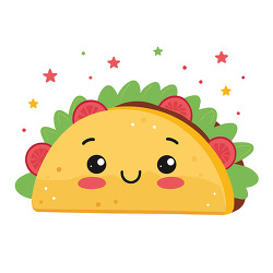 Kawaii Smiling Taco Character