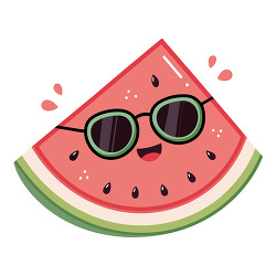 Kawaii Watermelon Slice With Sunglasses