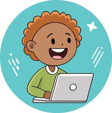 Kid Using Laptop Clipart