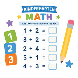 Kindergarten Math Addition Worksheet With Pencil